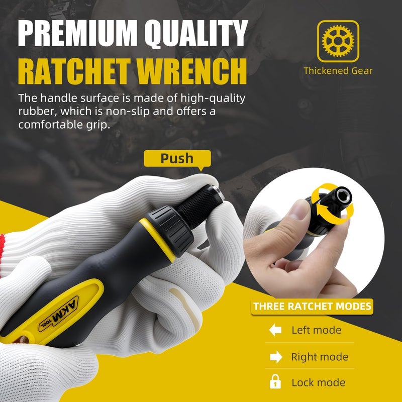AKM TOOL 8 PCS Hollow Nut Driver Set, Magnetic Nut Driver Set with Ratcheting Handle, Hollow Shaft Nut Driver Set, SAE, Color Coded, 1/4 to 9/16-Inch, Hollow Nut Driver with 5-Inch Extended Reach - Image 5